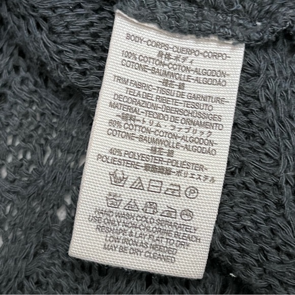 FREE PEOPLE Thien's Hacci Top Drop Shoulder Raw Seams Charcoal Gray Size Large - Picture 9 of 10